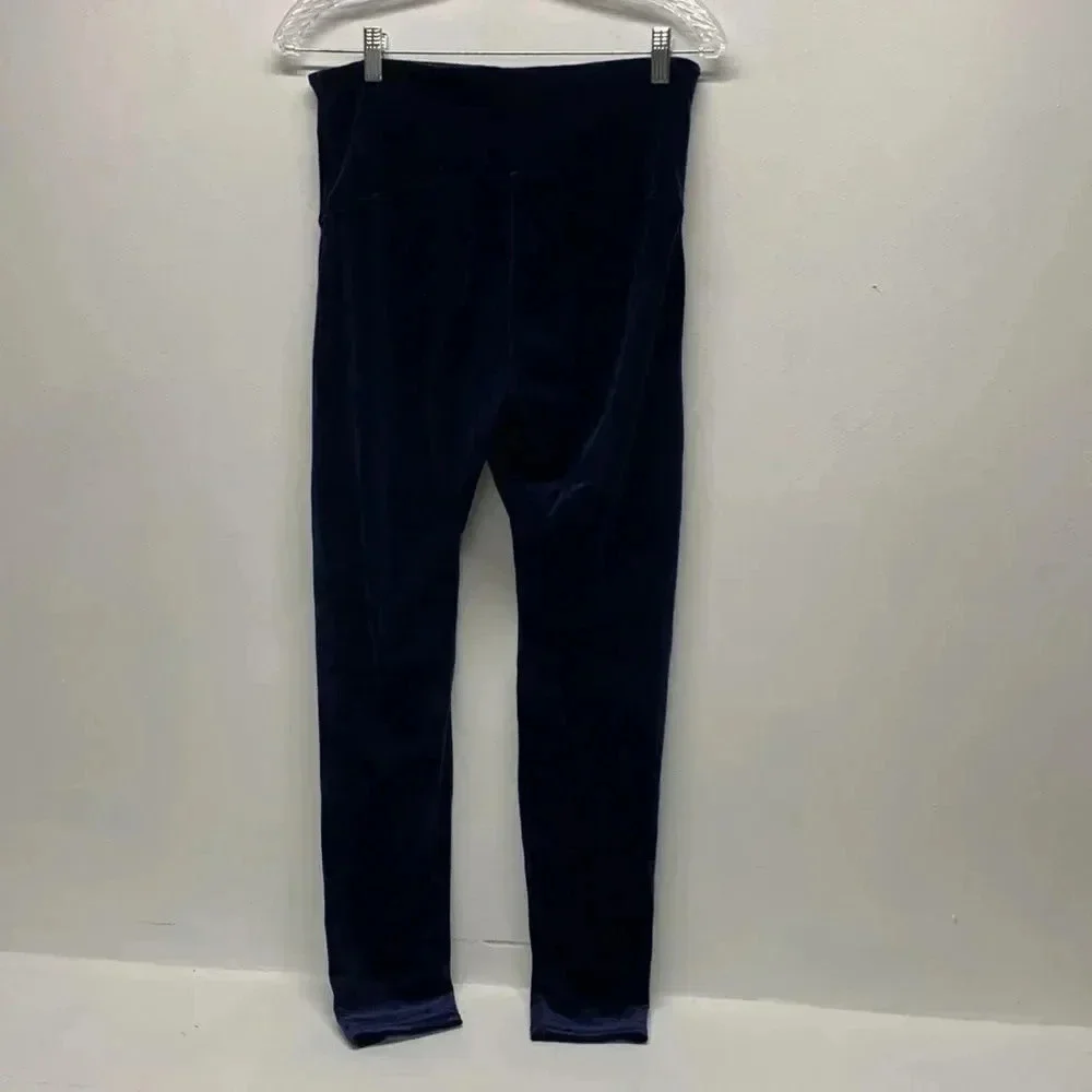 Spanx Velvet Leggings Pull On Stretch Pants Velour Dark Lapis Night Blue Small
